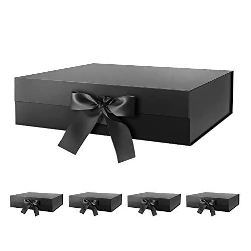 HAPPY POTATO 5 Large Black Magnetic Gift Boxes with Lids 13.5x9x4.1 Inch - color: Black-13.5x9x4.1 Inches-Pack of 5