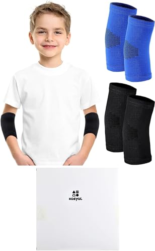 Kasyat 2 Pairs Kids Elbow Brace Knit Compression Elbow Sleeve Compression Brace Gym Arm Sleeve Gym Joint Support for Boys and Girls Teen Weight Lifting Sports (Medium) - size: Medium