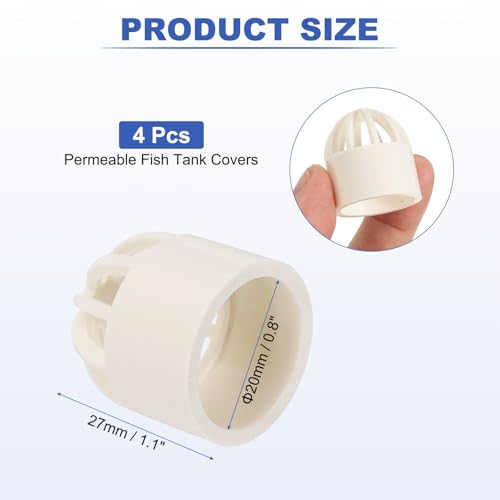 PATIKIL 0.8 Inch (20mm) Fish Cover Permeable Cap, 4 Pcs PVC Breathable Cap Aquarium Guard Fish Tank Intake Cover, White - color: White, size: 0.8Inch(20mm)