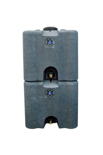 30 Gallon Stackable Emergency Water Storage Tank – Heavy-Duty Water Barrel for Long-Term Drinking Water or Preparedness (Granite) - color: Granite