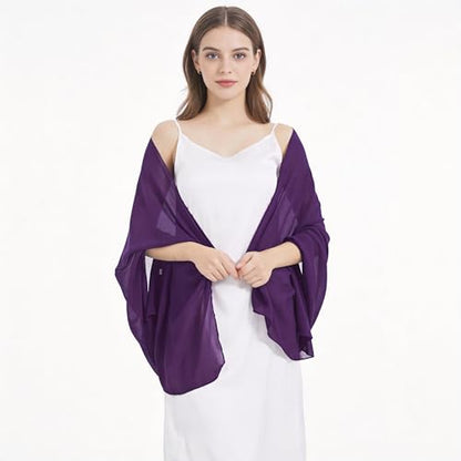 Chiffon Shawls and Wraps - Lightweight Scarve for Women Evening Dresses Wedding Bridal Formal Party - color: Purple