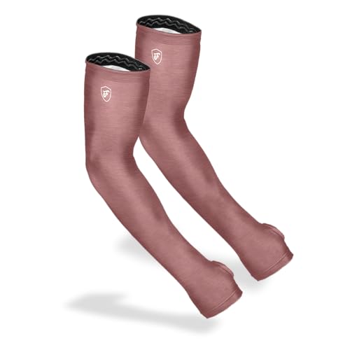 FARMER'S DEFENSE Gardening Arm Sleeves|UV Cooling Protective Sleeve Women & Men|Anti-Scratch Cover Sun UPF Outdoor Protection - Heather Maroon - XS - color: Heather Maroon, size: X-Small
