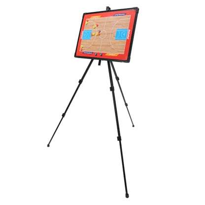 Basketball Coaching Tactical Board, Portable Magnetic Basketball Coach Blackboard with Triangle Bracket - Training Assistant Equipment Kit with Player Markers, Pen and Eraser
