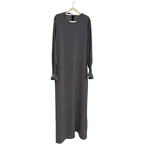 Women Prayer Dress Muslim Ramadan Garment Abaya Dubai Islam Jilbeb Long Dress Without Hijab - color: Dark Grey, size: Small
