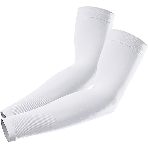 GOUNOD Sun Protection Cooling Compression Arm Sleeves For Men - Gardening Outdoors Sports Workouts volleyball arm sleeves - color: 1 Pair White