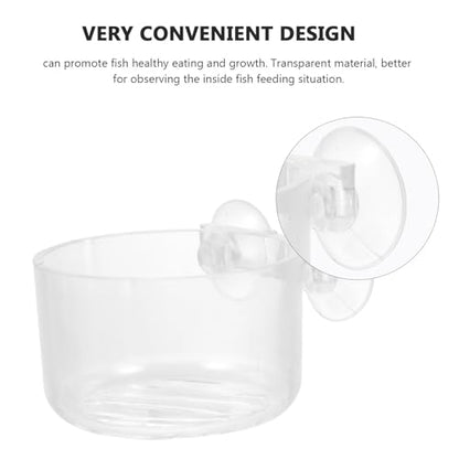 TOYANDONA 4pcs Aquarium Feeding Cups with Suction Cups Acrylic Fish and Shrimp Feeders for Aquarium and Oval Shape Fish Feeding Supply and Aquatic Pets