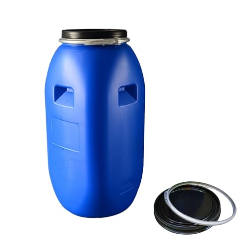 Shipping Barrel, Plastic Drum with Lid, Food Grade Container, Air Tight for Water and Food Storage, Rain Barrel Use(100L) - size: 100L