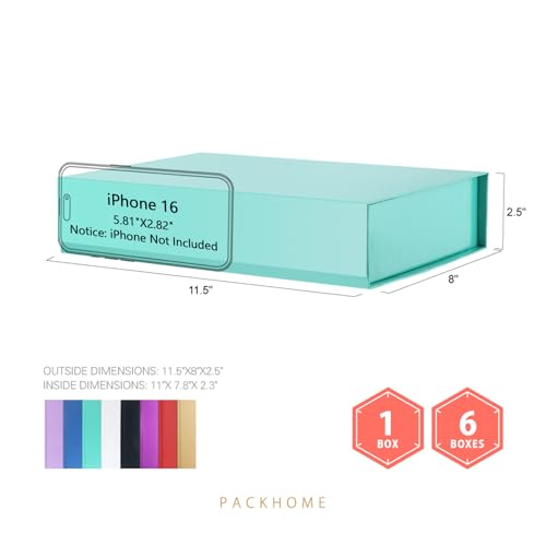 PACKHOME Gift Box 11.5x8x2.5 Inches, Sturdy Shirt Box with Magnetic Lid for Multiple Occasions (Glossy Green) - color: 11x7.8x2.3 Inch-Green-Pack of 1