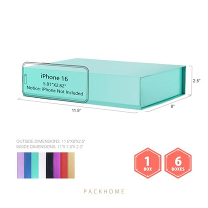PACKHOME Gift Box 11.5x8x2.5 Inches, Sturdy Shirt Box with Magnetic Lid for Multiple Occasions (Glossy Green) - color: 11x7.8x2.3 Inch-Green-Pack of 1