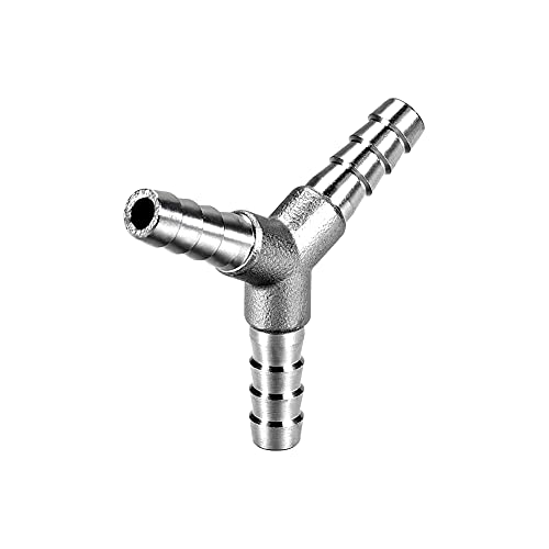 3/8" Hose Barb Fitting Equal Barbed Y Shaped 3 Way Wye Stainless Steel Tubing Joint Splicer Mender Adapter Union for Oxygen Tubing Pipe Household Fuel Gas Liquid Air with 3pcs Hose Clamps - size: 3/8 Inch, style: 1 Pcs