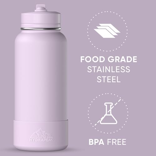 Hydrapeak 32oz Sport Insulated Water Bottle with Straw Lid, Leak & Spill Proof, Keeps Drinks Cold for 24 Hours, Hot for 12 Hours, Premium Stainless Steel Water Bottles (32oz, Blush) - color: Blush