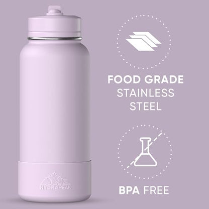 Hydrapeak 32oz Sport Insulated Water Bottle with Straw Lid, Leak & Spill Proof, Keeps Drinks Cold for 24 Hours, Hot for 12 Hours, Premium Stainless Steel Water Bottles (32oz, Blush) - color: Blush