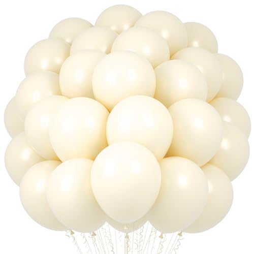Voircoloria Ivory White Balloons, 66pack 12inch Latex Party Balloons for Wedding, Birthday, Graduation, Bridal Shower, Baby Shower, Gender Reveal, Anniversary, Bachelorette Party Decorations - color: 02 Ivory White, size: 12 inch - 66pcs
