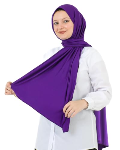Prien Hijab for Women Viscose Scarf Lightweight Muslim Hijabs Long Shawl Islamic Scarves Turkey Silk Headscarf for Womens - color: Purple
