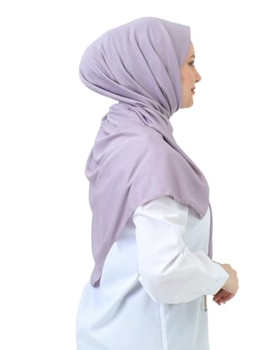 Prien Hijab For Women Muslim Lightweight Scarf Head Scarves For Girls Islamic Long Headscarf Chiffon Shawl Prayer Set Ramadan - color: Lilac