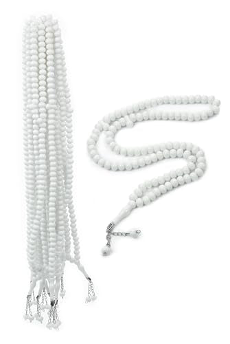 ihvan online, Tasbih Prayer Beads 99, Pack of 10, Muslim Prayer Bead, Islamic Rosary Bead, Dhikr, Tasbeeh Bulk, Misbaha, Masbaha, Tespih, Islamic Gift for Ramadan & Mawlid & Hajj Umrah - color: White