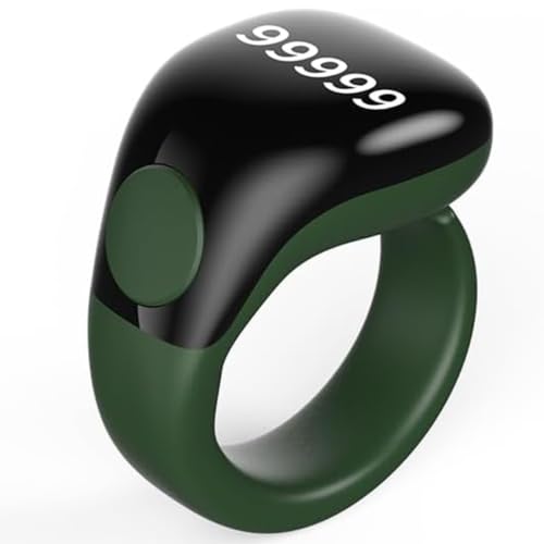 Smart Tasbih Zikr Ring,Adjustable(18/20/22mm) Muslim Digital Azan Alarm Clock Counter,APP Support Digital Counter Prayer Reminder Rings, Waterproof 5 Digit Finger Counter for Muslims(Green) - color: Green