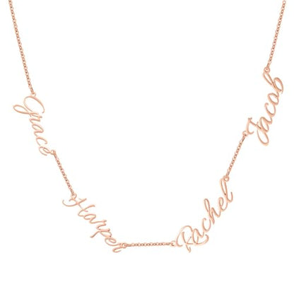 10K/14K/18K Solid Gold Name Plate Necklace,Real Gold Customized Name Necklace with Birthstone for Women,Personalized 1-4 Nameplates Necklaces Birthday for Her Girls - color: Style 9:4 name