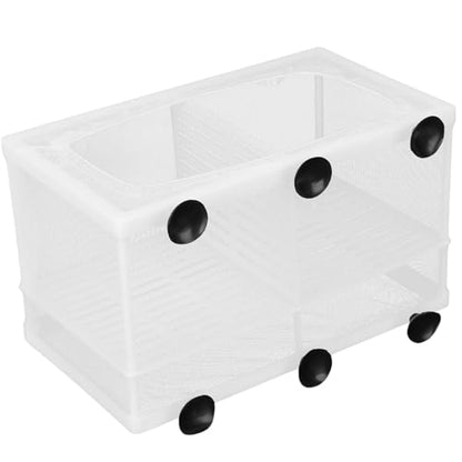Aquarium Fish Breeder Box Isolation Hatchery with Detachable Frame Locking Feet and Powerful Suction Cup for Fish Fry Hatching Pairing Reproduction and Tank Separation (Large with partition) - size: Large with partition