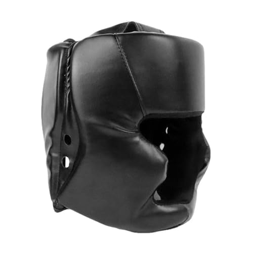 ZJchao Kickboxing Headgear, PU Leather MMA Sparring Helmet, with Thick Foam Padding, Full Coverage for Boxing, MMA, Martial Arts, Comfortable Adjustable Closure Lock, Holes for Good (L