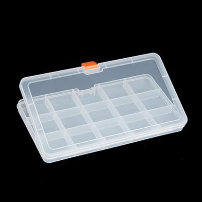 Jewelry Organizer (2 Pack) Clear Plastic Organizer Box (15 Girds), Beads Storage Containers Box for Small Items and Other Craft Projects,Size 7.91 x 4.37 x 0.71 in - size: 15 Grids