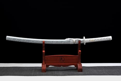 41'' Clay Tempered 1095 Carbon Steel Silvery Dragon Sharp Japanese Samurai Katana Sword