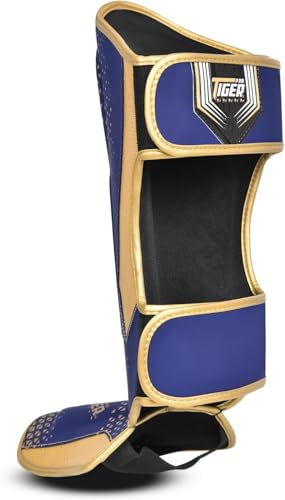 Shin Guards MMA, Muay Thai, Kickboxing, Leg Instep Protection Pads, Kicking, Sparring, Training Gear, Karate, Boxing, Taekwondo - Unisex - Black and White Colors - color: Blue, size: Small