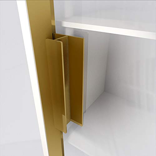 HRX Self-Adhesive Edge Fingerpull Door Handle - Easy to Install Screwless Peel and Stick on Glass, Wood, Metal, Plastic - Sliding Doors Knob for Kitchen Fronts, Drawers & Dressers Panels - 2 Pack - color: Brass Gold