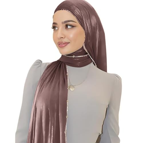 Shimmer Party Hijab, Lightweight Stylish Hijab Scarf for Women - color: Khaki