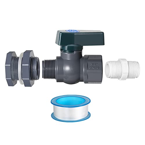 Suswillhit Rain Barrel Spigot Kit, Water Barrel Diverter, 1 Pack | with Bulkhead Fitting Hose Faucet Adapter, Thread Seal Tape for Water Tanks, Aquariums, Tubs, Pools, Garden Barrels - color: 1Pack