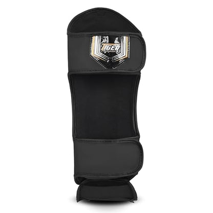 Shin Guards MMA, Muay Thai, Kickboxing, Leg Instep Protection Pads, Kicking, Sparring, Training Gear, Karate, Boxing, Taekwondo - Unisex - Black and White Colors - color: Matte Black, size: Medium