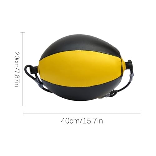 Reflex Boxing Ball, Punching Bag Set, Double End Feature Training Equipment, Pu Leather Ball with Carabiners and Headband, Speed and Reaction Hand Eye Exercise, Home Gym Use for Boxing 12x12 Inches - color: Yellow