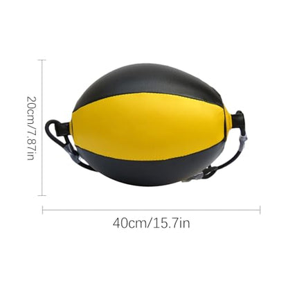 Reflex Boxing Ball, Punching Bag Set, Double End Feature Training Equipment, Pu Leather Ball with Carabiners and Headband, Speed and Reaction Hand Eye Exercise, Home Gym Use for Boxing 12x12 Inches - color: Yellow