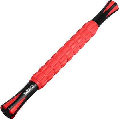Muscle Roller & Massage Roller Stick for Athletes - Lymphatic Drainage Support, Relieves Muscle Soreness, Cramping & Tightness - Targets Legs, Arms, Back & Calves （Red Wheel） - color: Red
