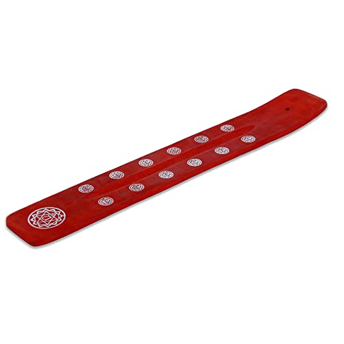 Bless-International Traditional-Handmade-Burner Wooden-Incense-Stick-Holder Ash-Catcher-Stand for-Aromatherapy-Meditation-Yoga (Fire Red) 10 Inches, Pack of 2 - color: Fire Red,10 Inch, size: Two Holders