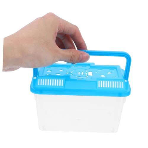 LIOOBO 4Pcs Mini Handheld Fish Tank Portable Pet Carrier with Stable Base Transparent Plastic Aquarium Box for Small Fish Turtles Reptiles Hamsters Versatile Use with Vibrant Lid