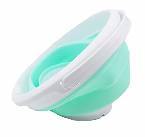 SAMMART 5.5L (1.4 Gallon) Collapsible Plastic Bucket - Foldable Round Tub - Portable Fishing Water Pail - Space Saving Outdoor Waterpot. (White/Light Green, 1) - color: White/Light Green