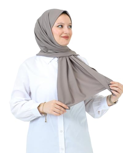Prien Hijab For Women Muslim Lightweight Scarf Head Scarves For Girls Islamic Long Headscarf Chiffon Shawl Prayer Set Ramadan - color: Deep Mink