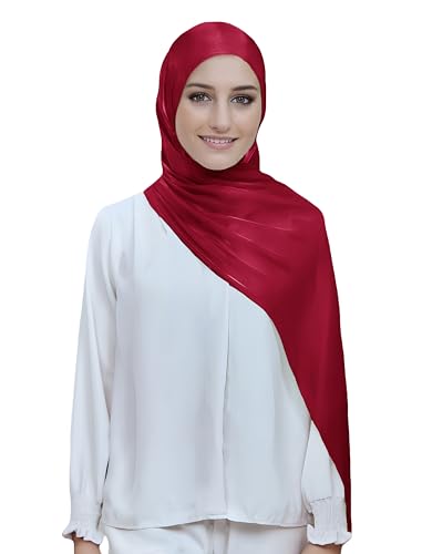 Lina & Lily Sheen Shimmer Women's Crepe Scarf Shawl Wrap Head Hijab Lightweight - color: Cerise Pink