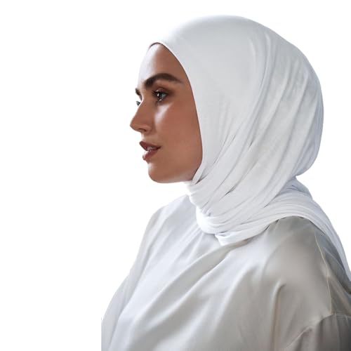 Pre-sewn Instant Hijab Non-slip Scarf for Women Modal Jersey Head Scarf Wrap for Women - color: White