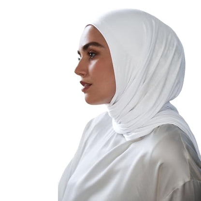 Pre-sewn Instant Hijab Non-slip Scarf for Women Modal Jersey Head Scarf Wrap for Women - color: White