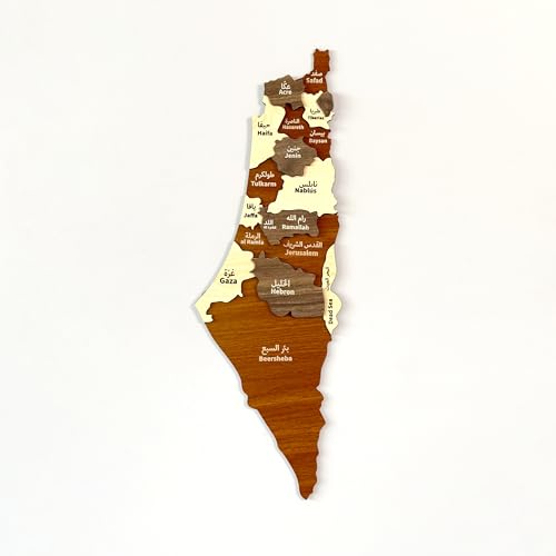 iwa Concept 3D Multilayered Wooden Palestine Wall Decor - Detailed Country Wall Art with Special Pins, Elegant Decor for Home and Office - Gift for Muslim Friends (XLarge) - size: 35.4"L x 12.6"W