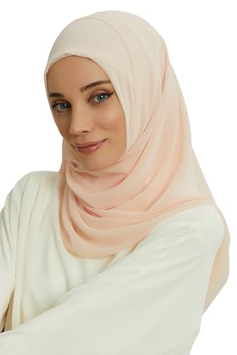 Aisha's Design Instant Chiffon Shawl for Women Modesty Turban Hijab Head Wrap Ready to Wear Women Headscarf - color: Light Salmon