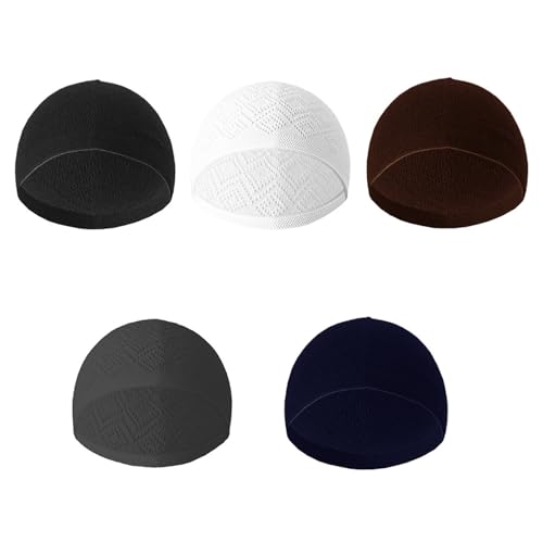 Muslims Prayer Hat Cotton Knitting Hat Solid Hat Men's Religious Hat for Adult Women - color: White
