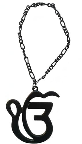 BEXCO Sikh Ik Onkar Metal Car Hanging Show Peice - 24cm (Black) - color: Black