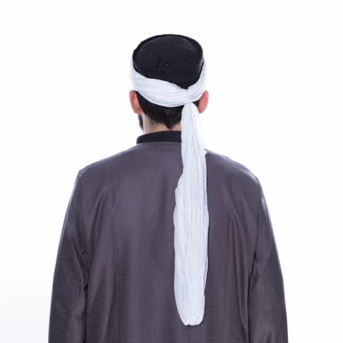 Lux Islamic Prayer Turban, Sarik, Muslim Men Headscarf | Namaz Turban, Shawl Keffiyeh, Cotton Wrapping Fabric - color: White