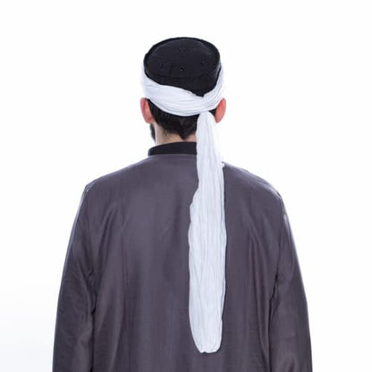 Lux Islamic Prayer Turban, Sarik, Muslim Men Headscarf | Namaz Turban, Shawl Keffiyeh, Cotton Wrapping Fabric - color: White