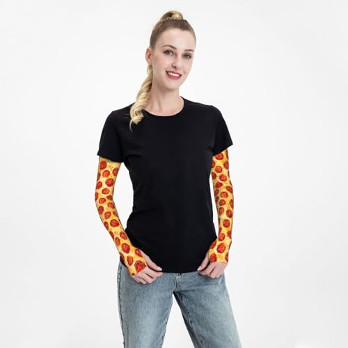 Cooling Arm Sleeves Cover Summer Sun Protection Arm Sleeves For Men Women Baseball Cycling Golf Running - color: Pepperoni Pizza 23