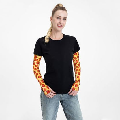 Cooling Arm Sleeves Cover Summer Sun Protection Arm Sleeves For Men Women Baseball Cycling Golf Running - color: Pepperoni Pizza 23