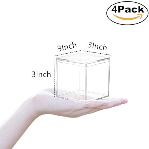 Acrylic Box Clear Acrylic Square Cube Display Case Acrylic Boxes with Lid for Gifts Weddings Party Favors Jewelry Storage Box - size: 3 x 3 x 3 Inch